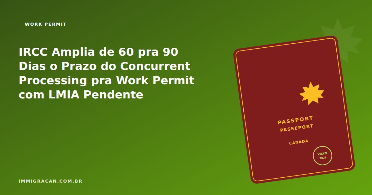 IRCC Amplia de 60 pra 90 Dias o Prazo do Concurrent Processing pra Work Permit com LMIA Pendente Ilustração do artigo IRCC Amplia de 60 pra 90 Dias o Prazo do Concurrent Processing pra Work Permit com LMIA Pendente — ImmigraCan, imigração canadense para brasileiros