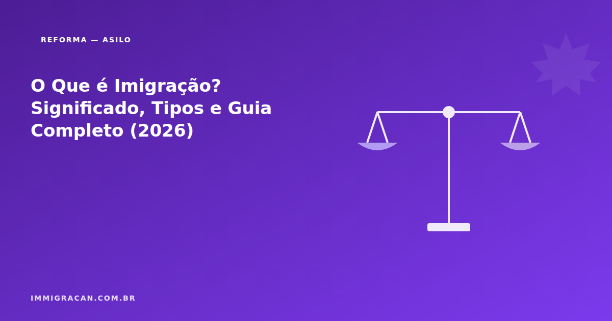 O Que é Imigração? Significado, Tipos e Guia Completo (2026) Ilustração do artigo O Que é Imigração? Significado, Tipos e Guia Completo (2026) — ImmigraCan, imigração canadense para brasileiros