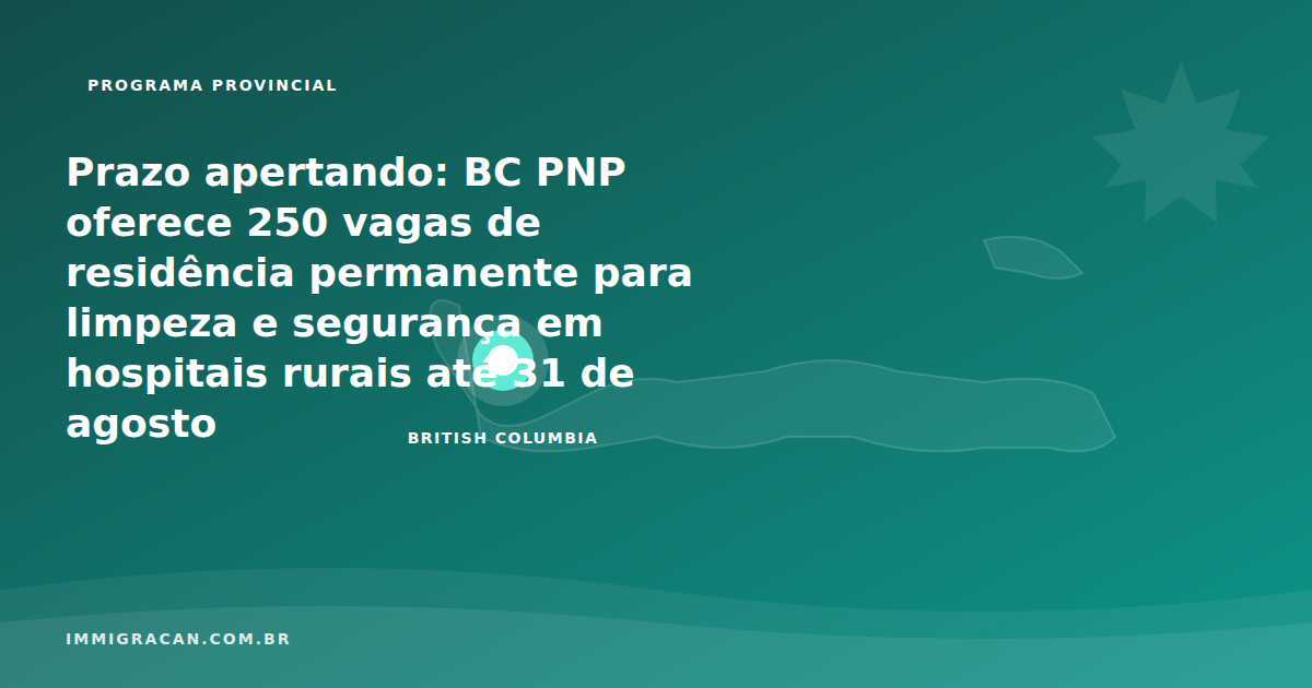 Ilustração do artigo Prazo apertando: BC PNP oferece 250 vagas de residência permanente para limpeza e segurança em hospitais rurais até 31 de agosto — ImmigraCan, imigração canadense para brasileiros