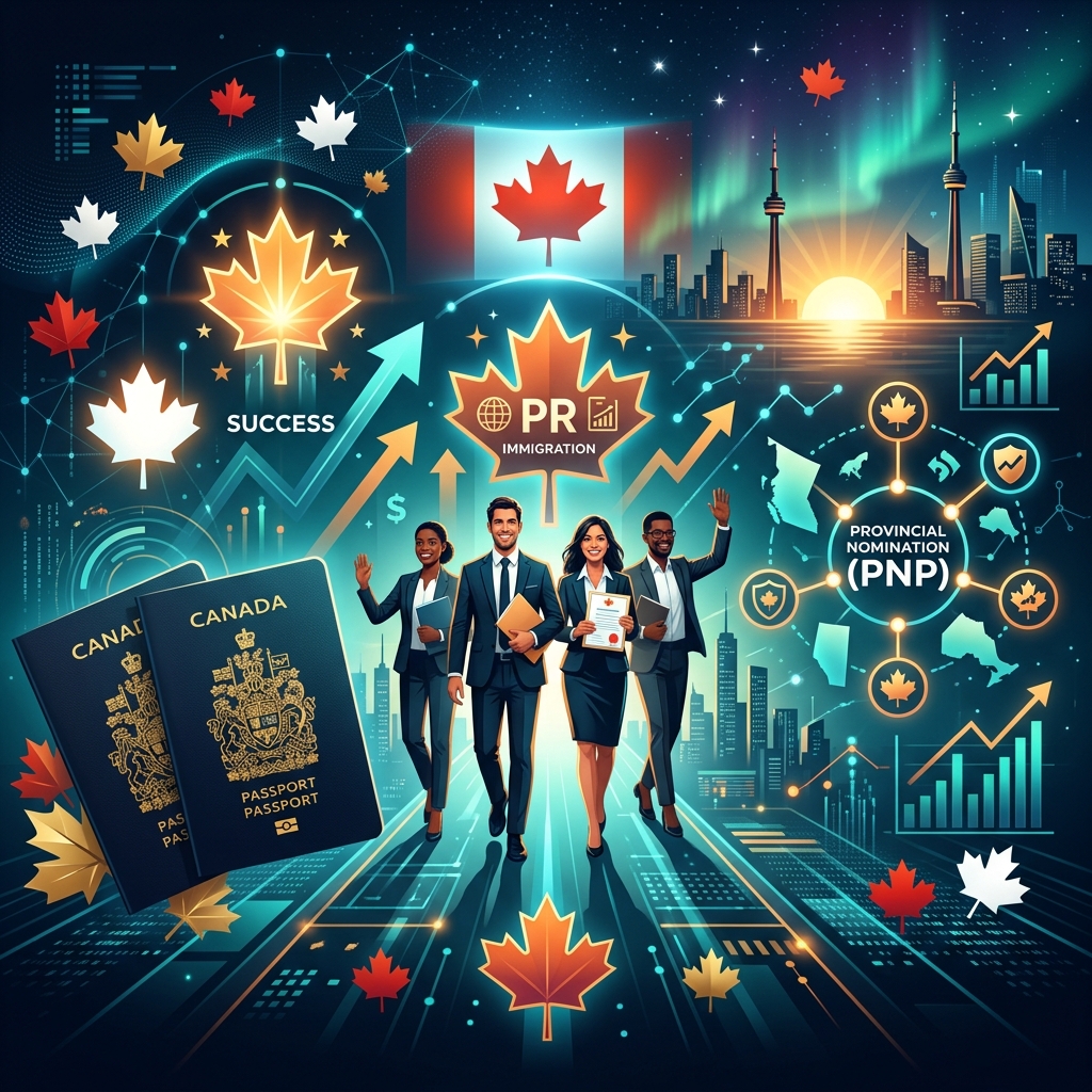 Express Entry: sorteio de 22 de junho de 2026 convida 955 candidatos PNP com CRS 730 Ilustração do artigo Express Entry: sorteio de 22 de junho de 2026 convida 955 candidatos PNP com CRS 730 — ImmigraCan, imigração canadense para brasileiros