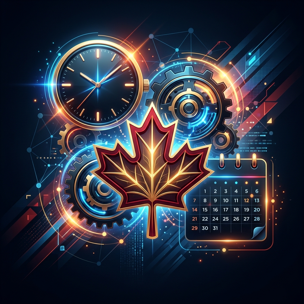 Tempos de processamento da IRCC em junho de 2026: cidadania dispara, work permit melhora Ilustração do artigo Tempos de processamento da IRCC em junho de 2026: cidadania dispara, work permit melhora — ImmigraCan, imigração canadense para brasileiros