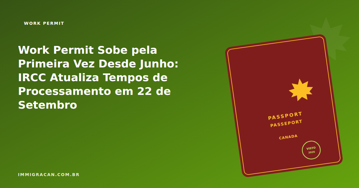 Ilustração do artigo Work Permit Sobe pela Primeira Vez Desde Junho: IRCC Atualiza Tempos de Processamento em 22 de Setembro — ImmigraCan, imigração canadense para brasileiros
